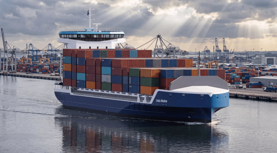 Imagen de portada - Damen Launches Container Feeder 1100 for Regional Transport