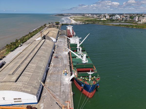 Imagen de portada - Port of Ilhéus mobilizes 35,000 tons in simultaneous operation with two vessels