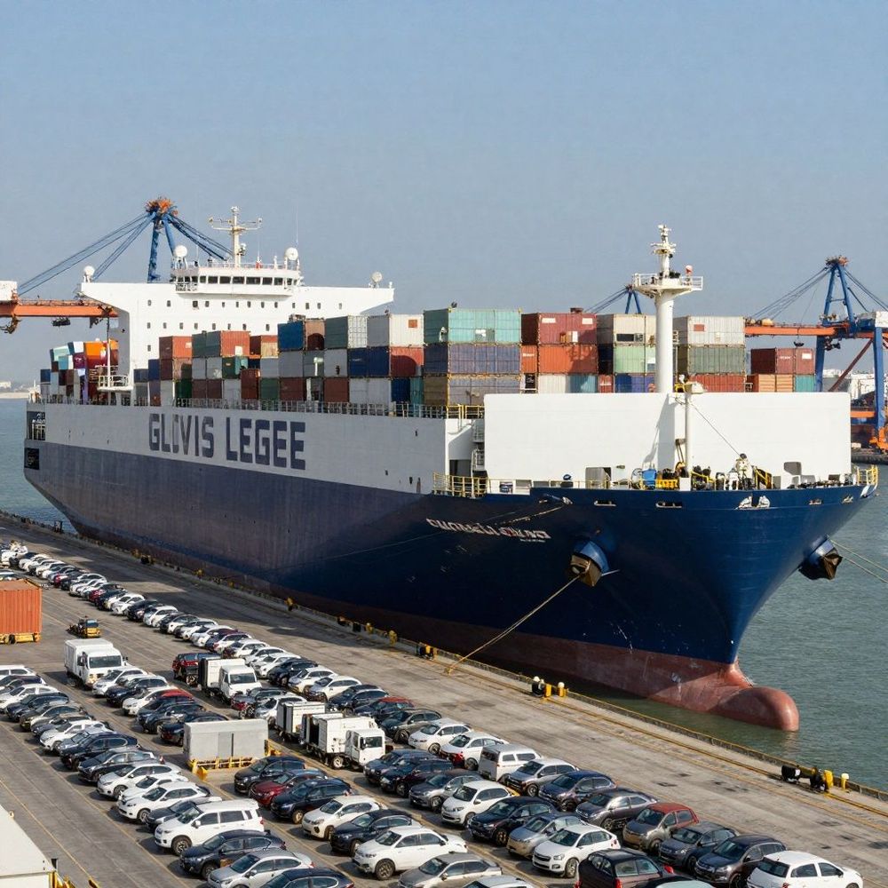 Imagen de portada - HISTORIC ARRIVAL AT THE PORT OF LÁZARO CÁRDENAS: GLOVIS LEADER, THE WORLD'S LARGEST CAR CARRIER OF ITS TYPE, DOCKS