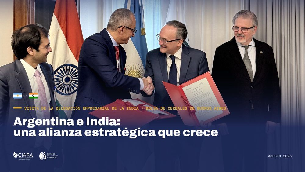 Una delegación empresarial de India visitó la Bolsa de Cereales y firmó un memorando de cooperación comercial
