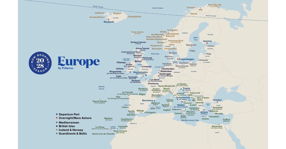 Imagen de portada - Princess Cruises Anuncia la Temporada Europea Más Grande de su Historia para 2028