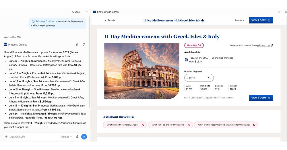 Imagen de portada - Princess Cruises Becomes First Global Cruise Line to Launch AI-Powered Cruise Planning App For Large Language Models