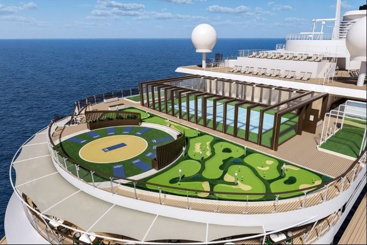 Imagen de portada - El Seven Seas Prestige estrena las cubiertas deportivas y de piscina Solara en diciembre de 2026