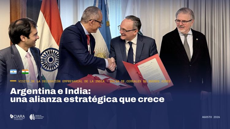 Una delegación empresarial de India visitó la Bolsa de Cereales y firmó un memorando de cooperación comercial