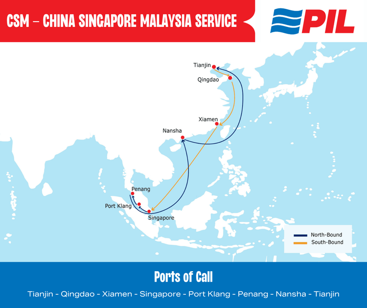 Imagen de portada - PIL expands Intra-Asia network with two new services linking China, Indonesia and Malaysia