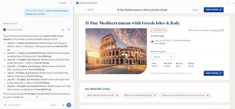 Imagen de portada - Princess Cruises Launches AI-Powered Cruise Planning App