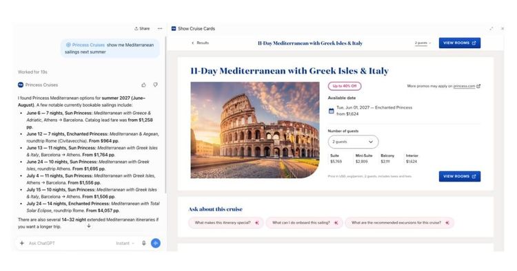 Imagen de portada - Princess launches AI-powered cruise planning app using LLM