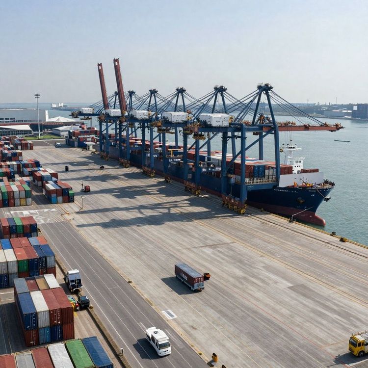 Imagen de portada - Works advance to expand the Port's enclosed area with the incorporation of several logistics surfaces from the Wissocq industrial estate