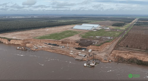 Avanza la construcción del bloque fluvial del nuevo puerto multimodal de Terminal Timbúes