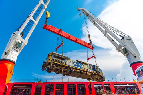 Eight CSX Locomotives Arrive at Callao Terminal on Alicia Vessel